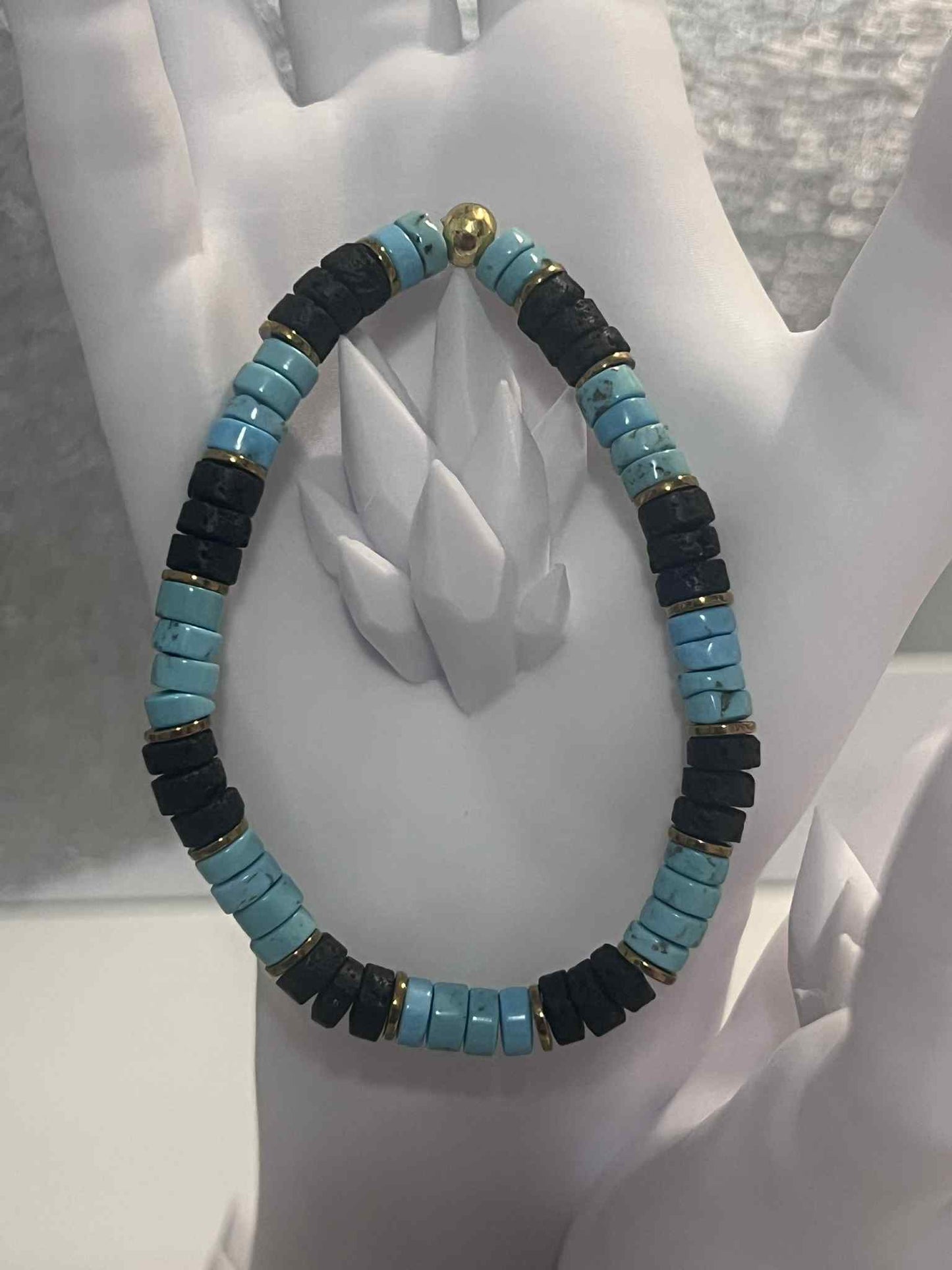 Duo Bracelets : Pierre de lave - Howlite bleu