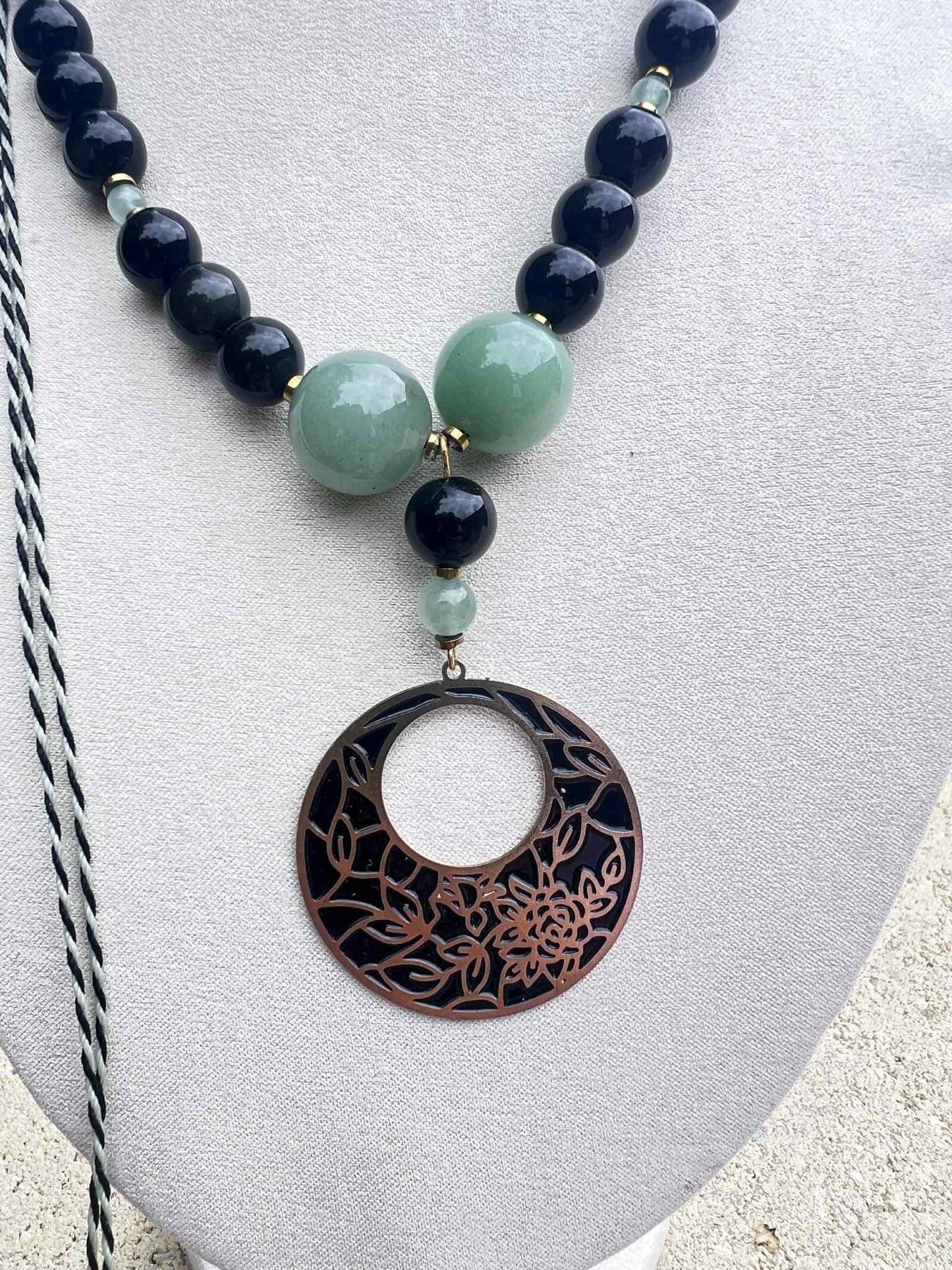 Collier Aventurine et Obsidienne