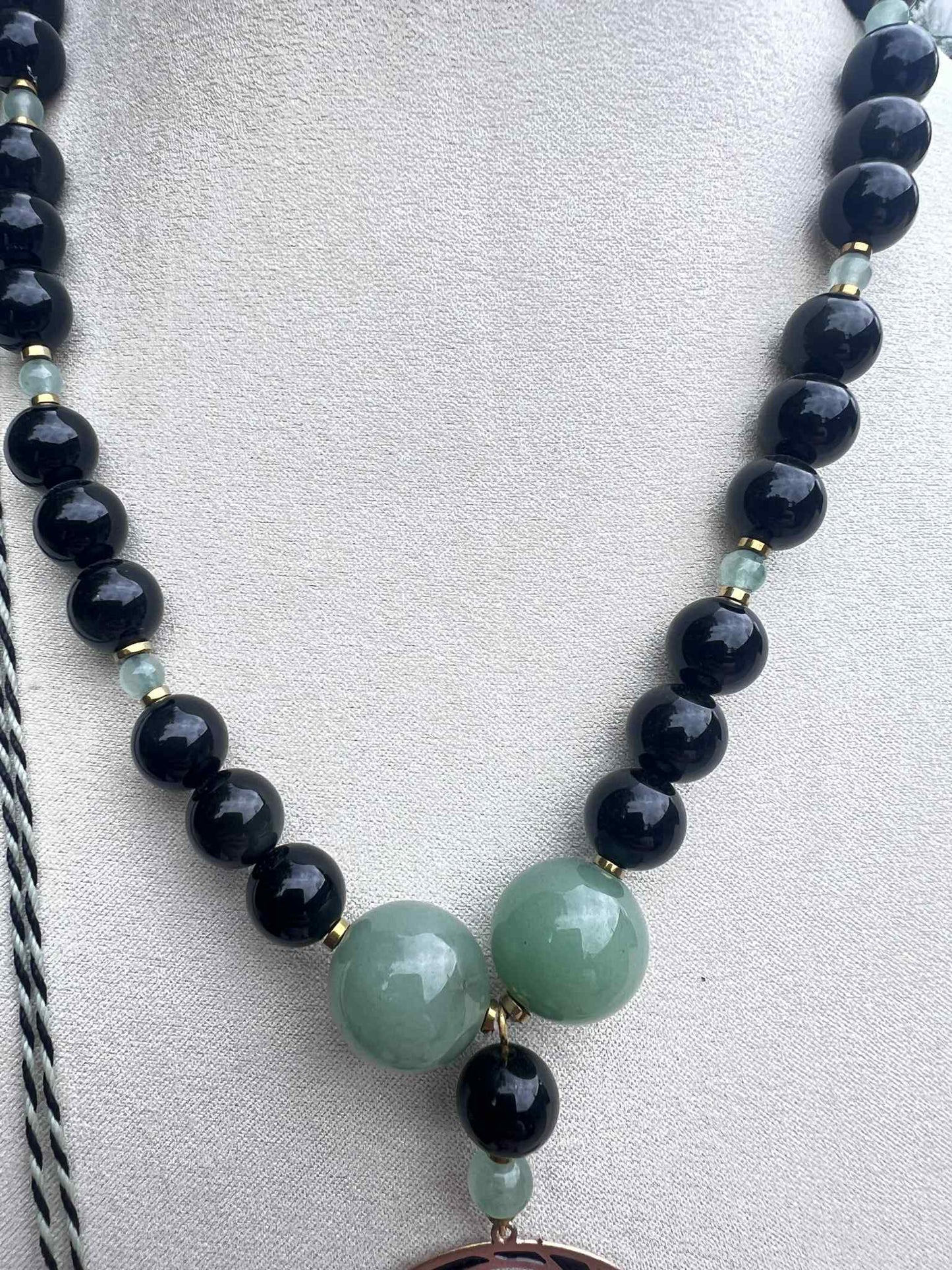 Collier Aventurine et Obsidienne