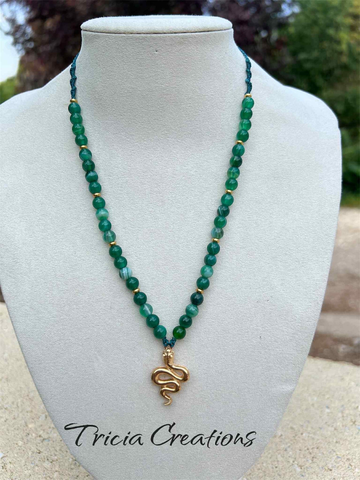 Collier Agate verte