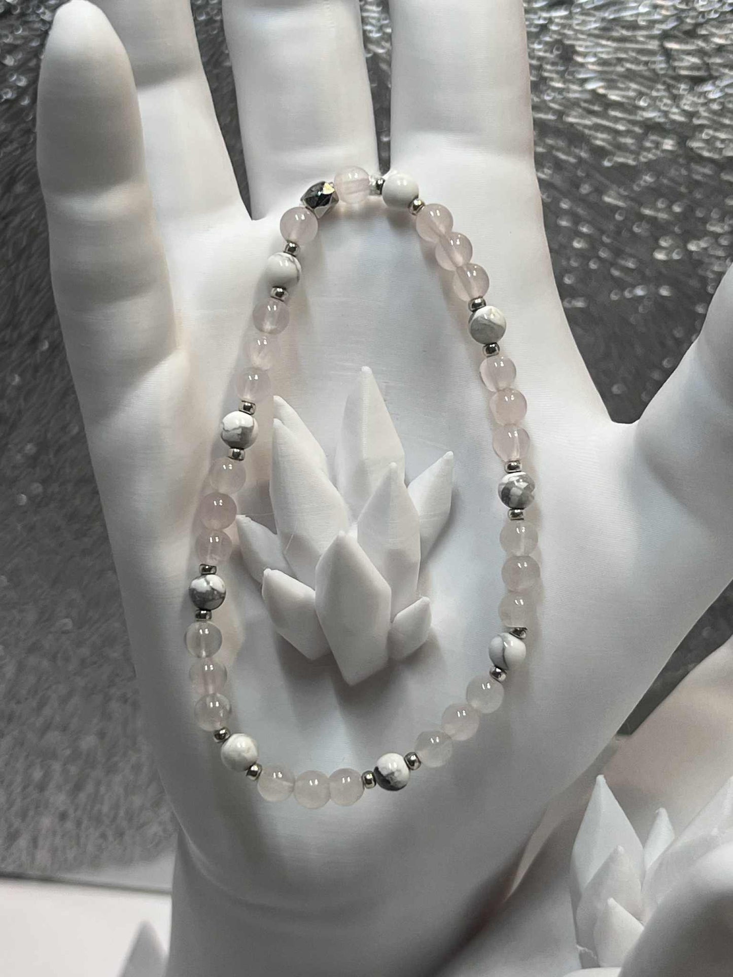 Bracelet : Quartz rose / Howlite