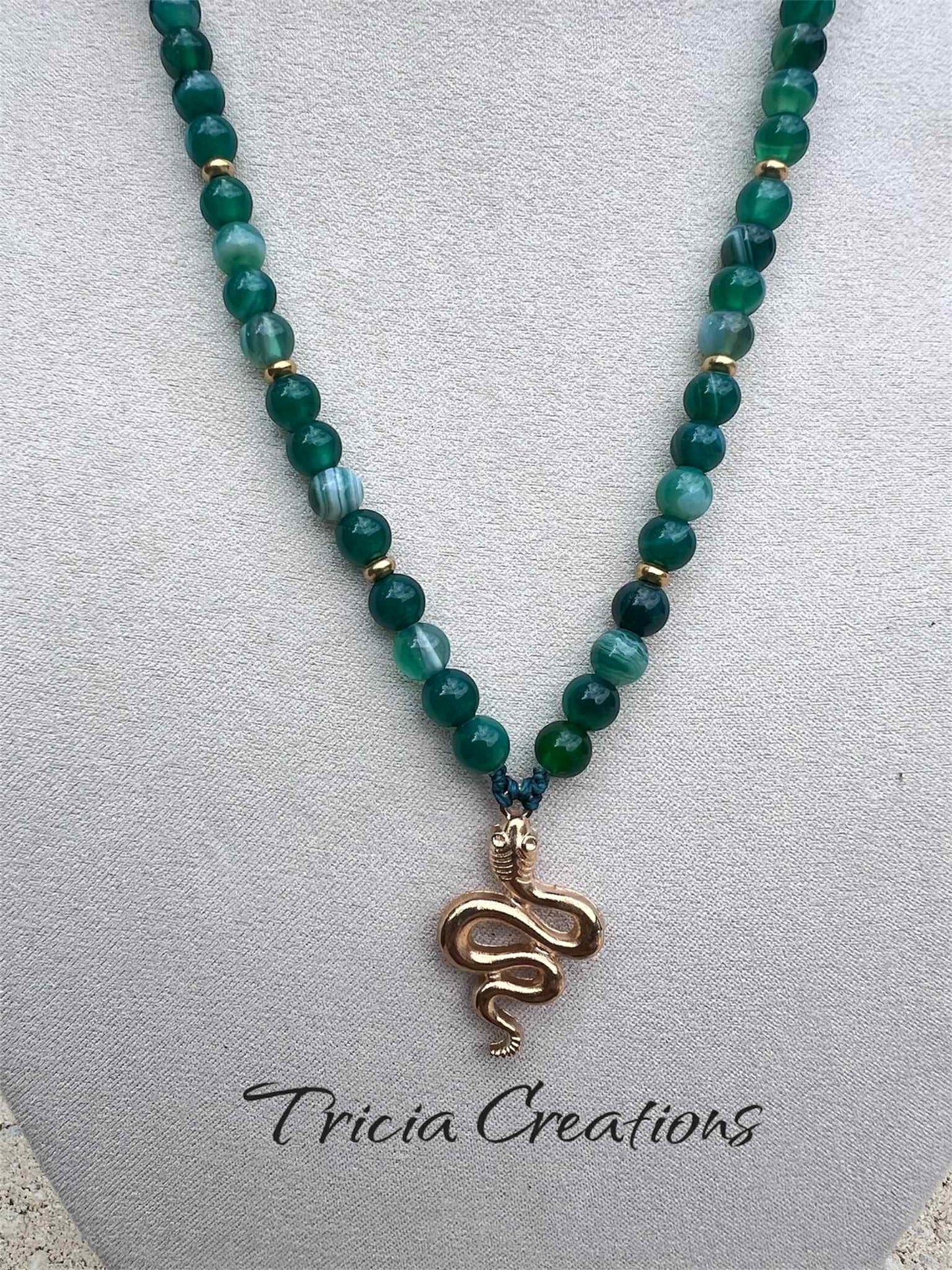 Collier Agate verte