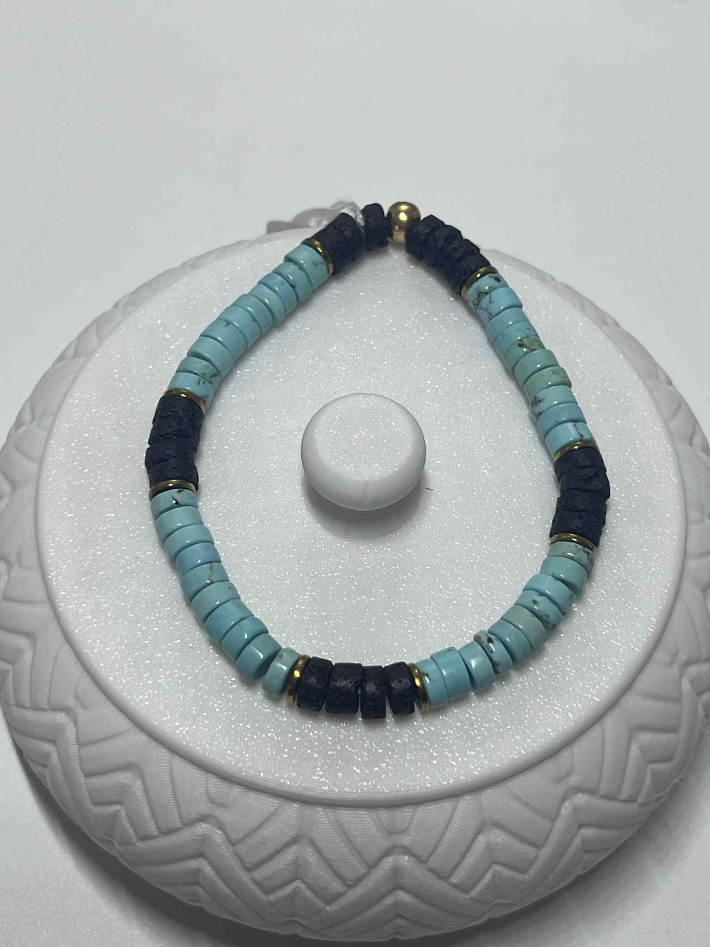 Bracelet : Howllite - Pierre de lave - Hématite