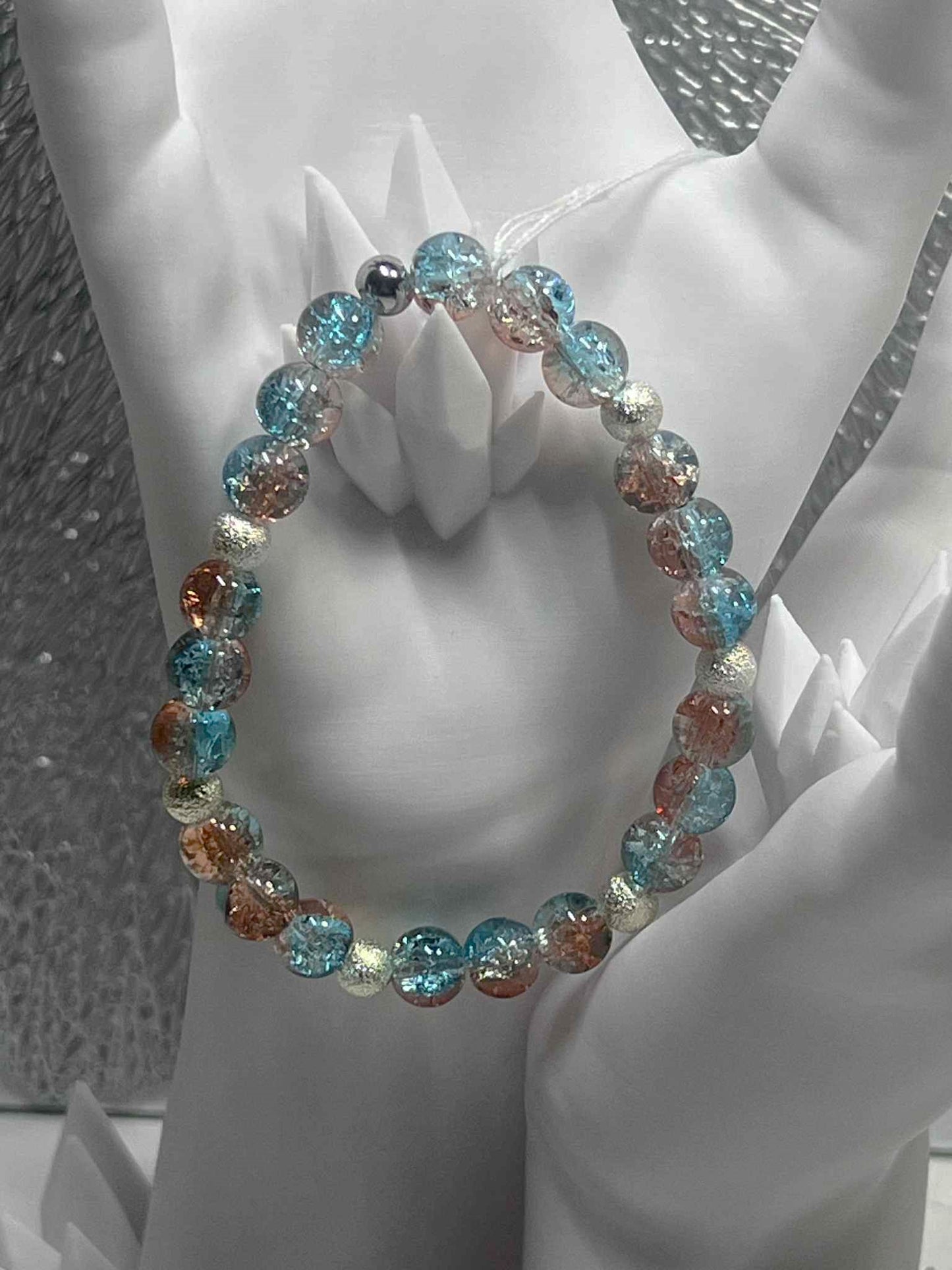 Bracelet : Bleu rose - Argenté