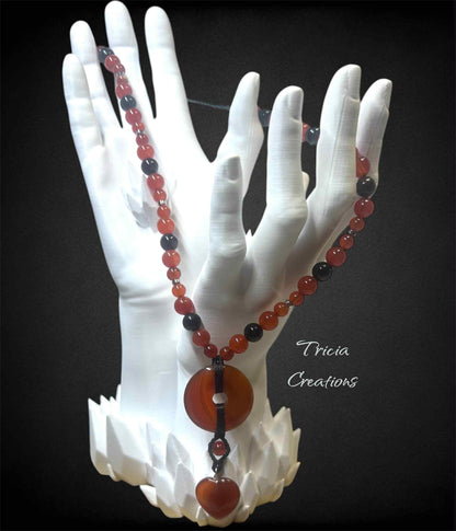 Collier : Cornaline - Tourmaline