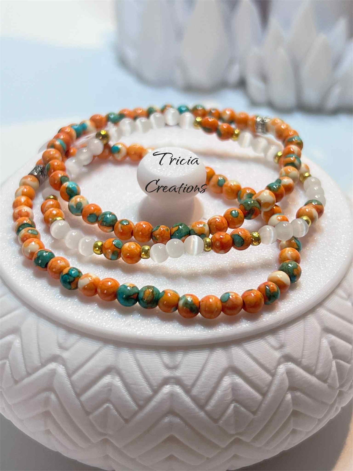 Trio de bracelets : Orange et blanc