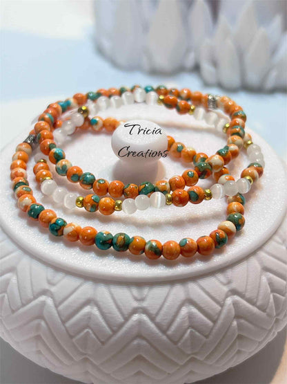 Trio de bracelets : Orange et blanc