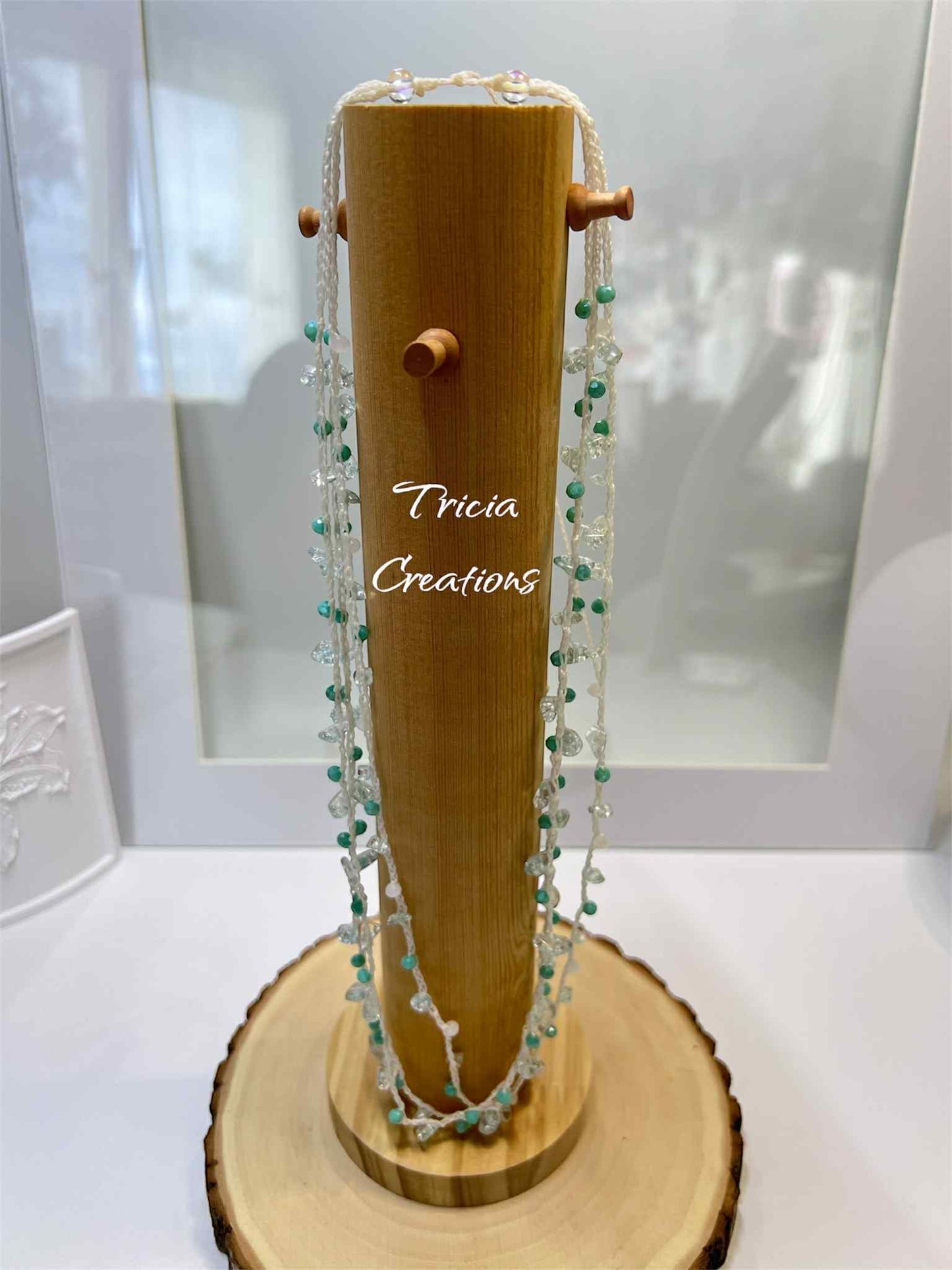 Collier Nomade, blanc et bleu