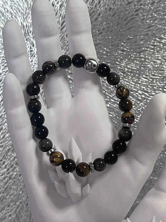 Bracelet : Obsidienne - Oeil de tigre - Hématite