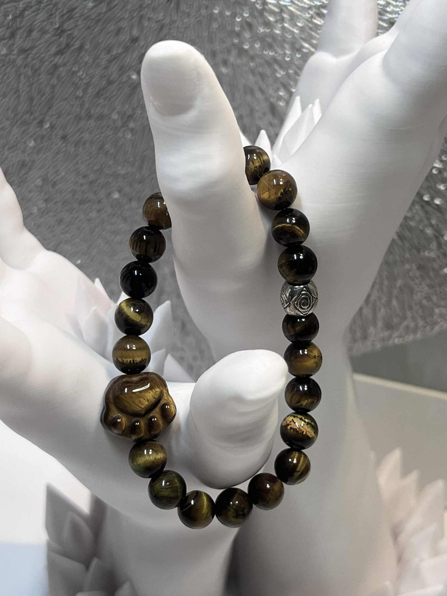 Brcelet patte de chat : Oeil de tigre