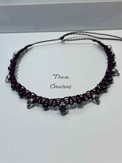 Collier tête de mort : Hématite