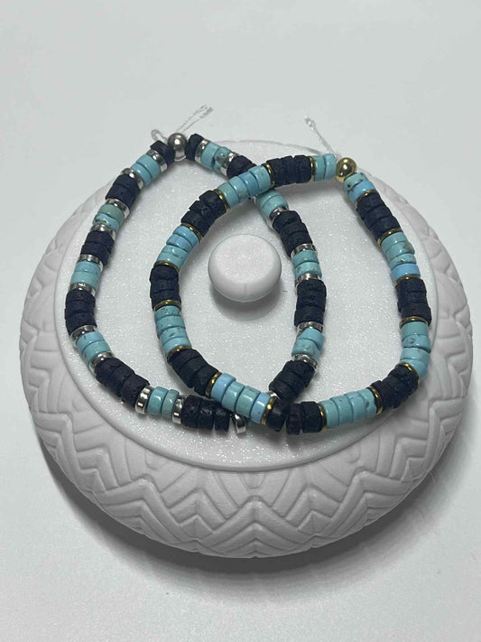 Duo Bracelets : Pierre de lave - Howlite bleu