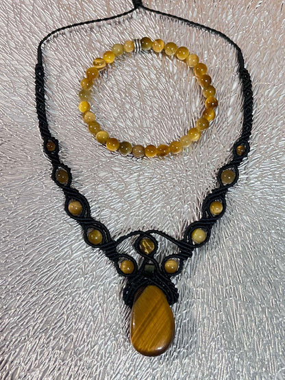 Collier et Bracelet - Œil de tigre