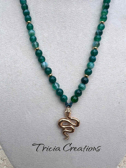 Collier Agate verte