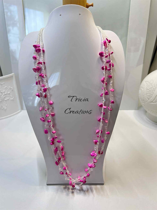 Collier Nomade, Blanc et rose
