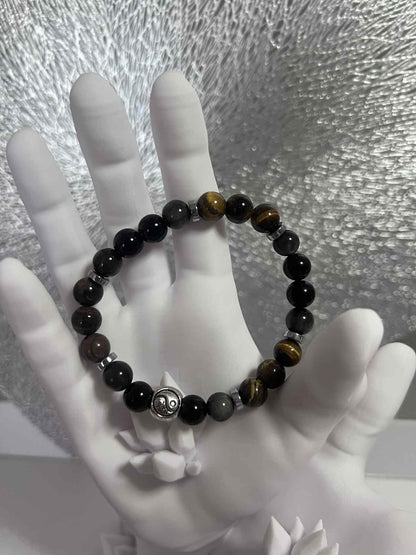 Bracelet : Obsidienne - Oeil de tigre - Hématite