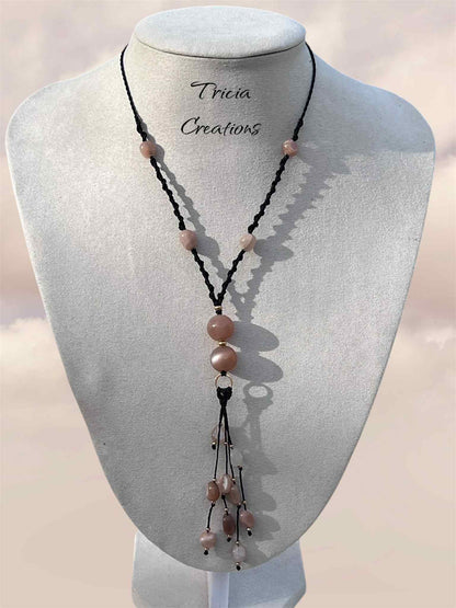 Collier : Pierre de Soleil et Pierre de Lune rose