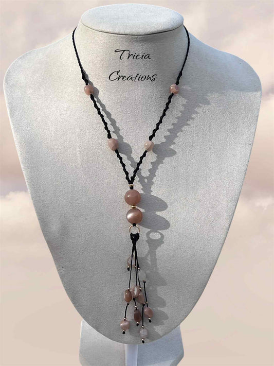 Collier : Pierre de Soleil et Pierre de Lune rose