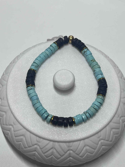 Bracelet : Howllite - Pierre de lave - Hématite