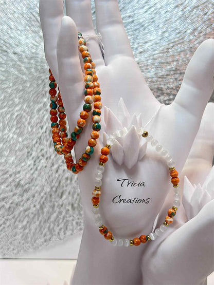 Trio de bracelets : Orange et blanc