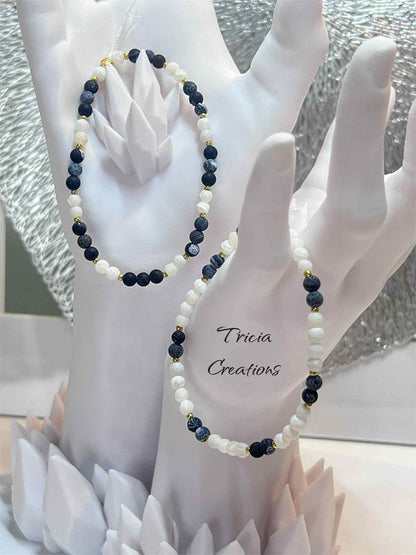 Duo de bracelets : gris noir et blanc