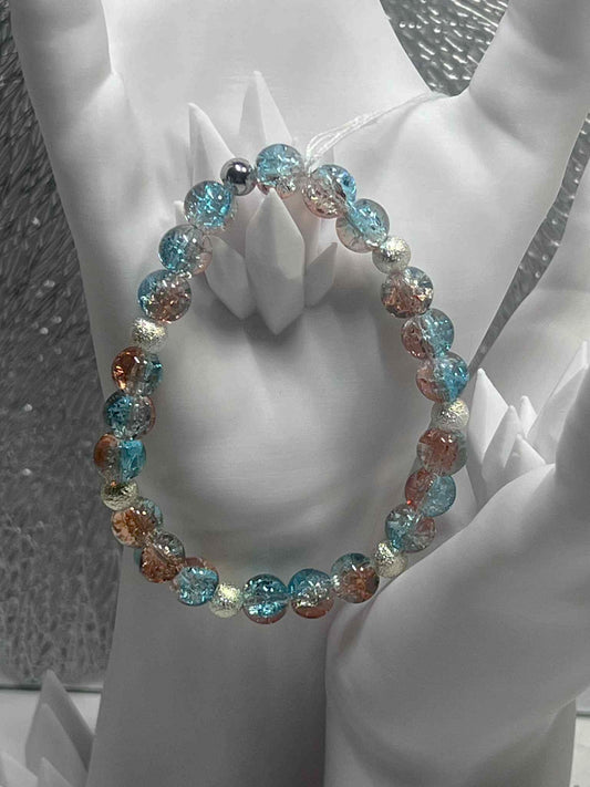Bracelet : Bleu rose - Argenté