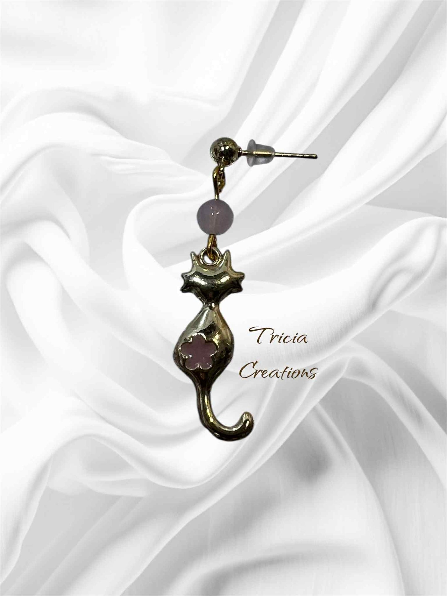 Boucles d'oreilles chat Quartz rose