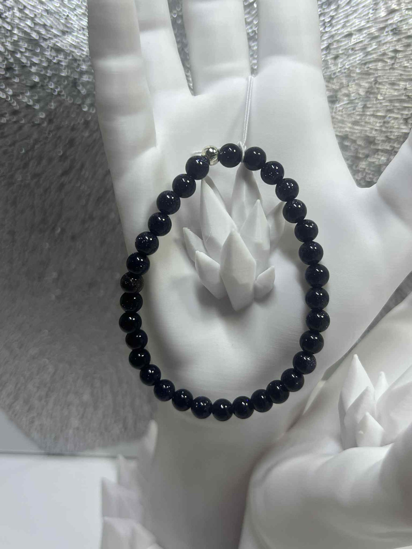 Bracelet : Pierre de soleil bleu synthèse