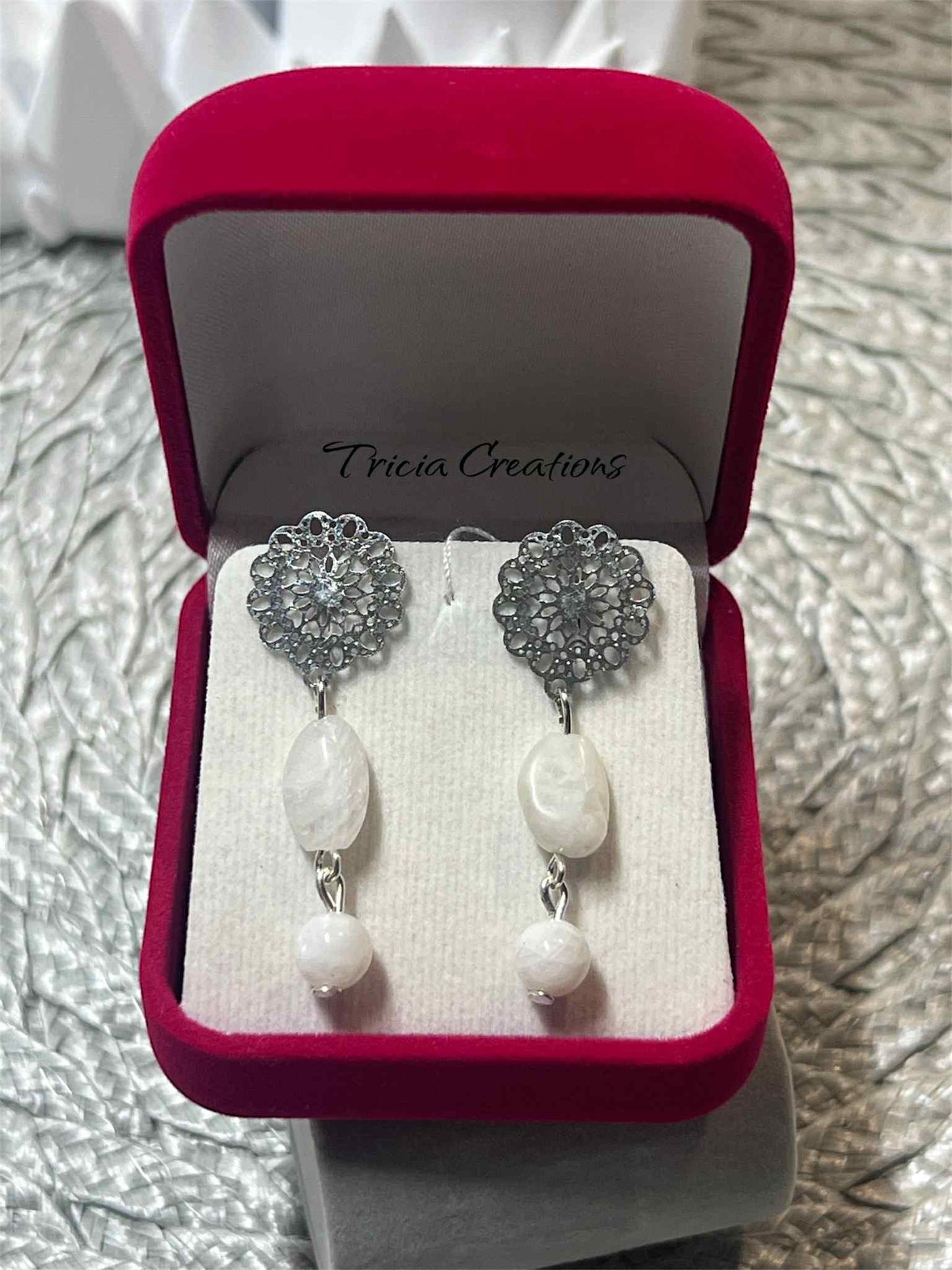 Boucles d'oreilles  Pierre de lune