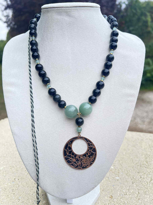 Collier Aventurine et Obsidienne