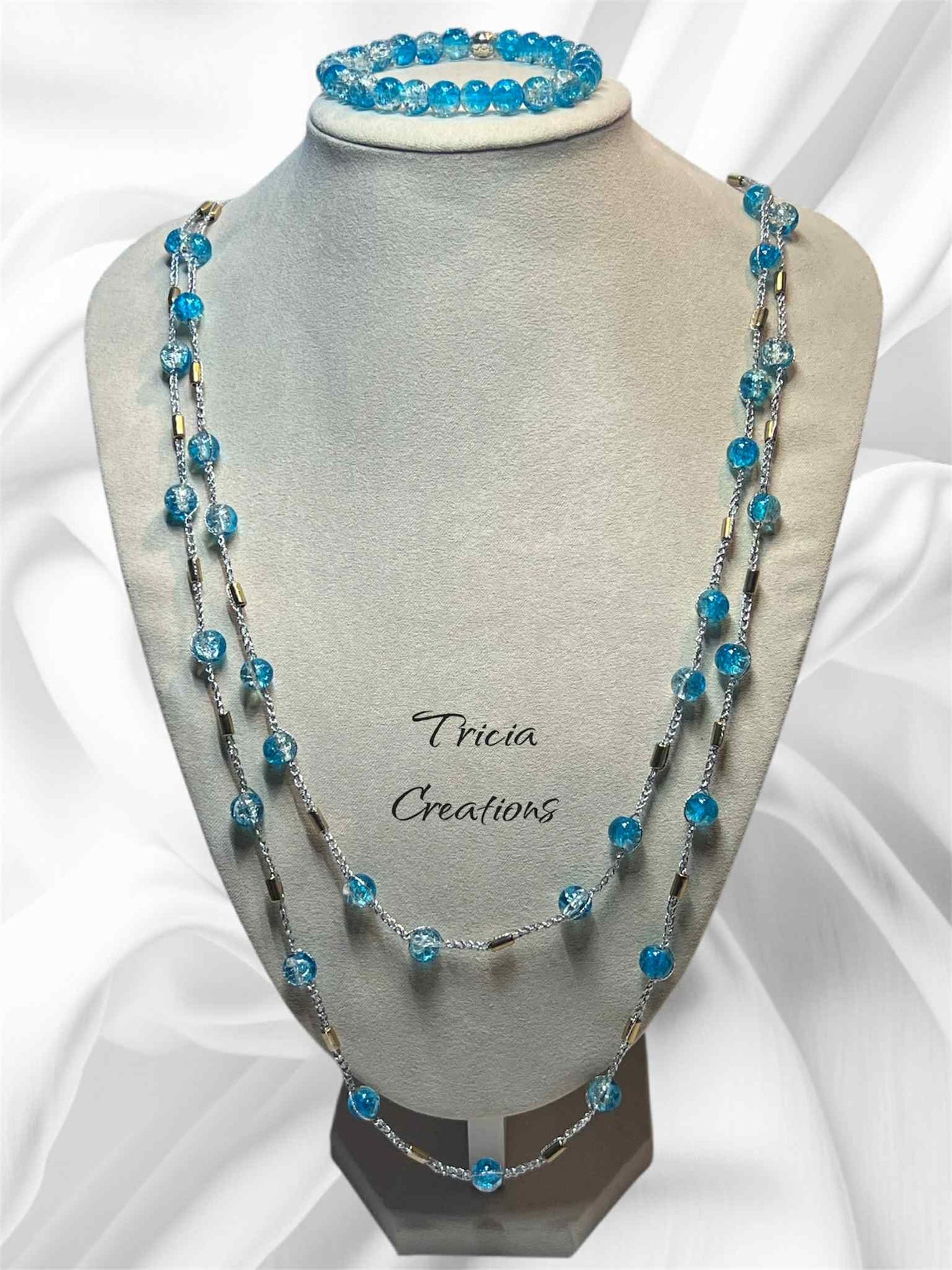 Collier / Bracelet : Bleu - Doré - Argenté